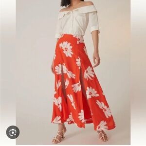 Floral Red Maxi Skirt